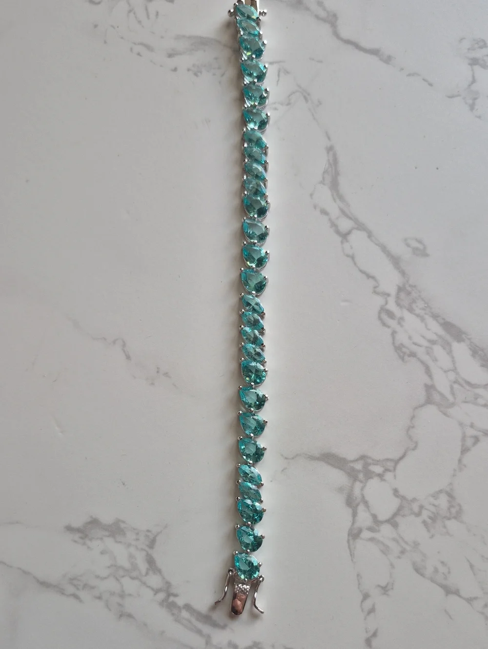 925 Sterling Silver Bright Aqua Tennis Bracelet
